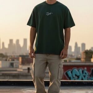 DJAB Simons Forest Green Oversized Organic Cotton Tee Medium Streetwear